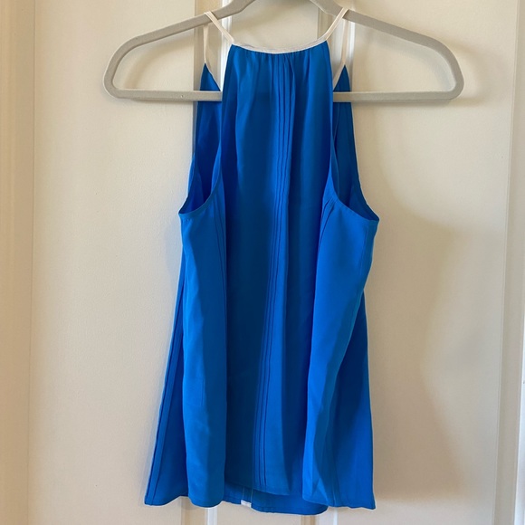 Joie Silk Blue & White Sleeveless Tank Top V Neck XS Blouse - Picture 2 of 5